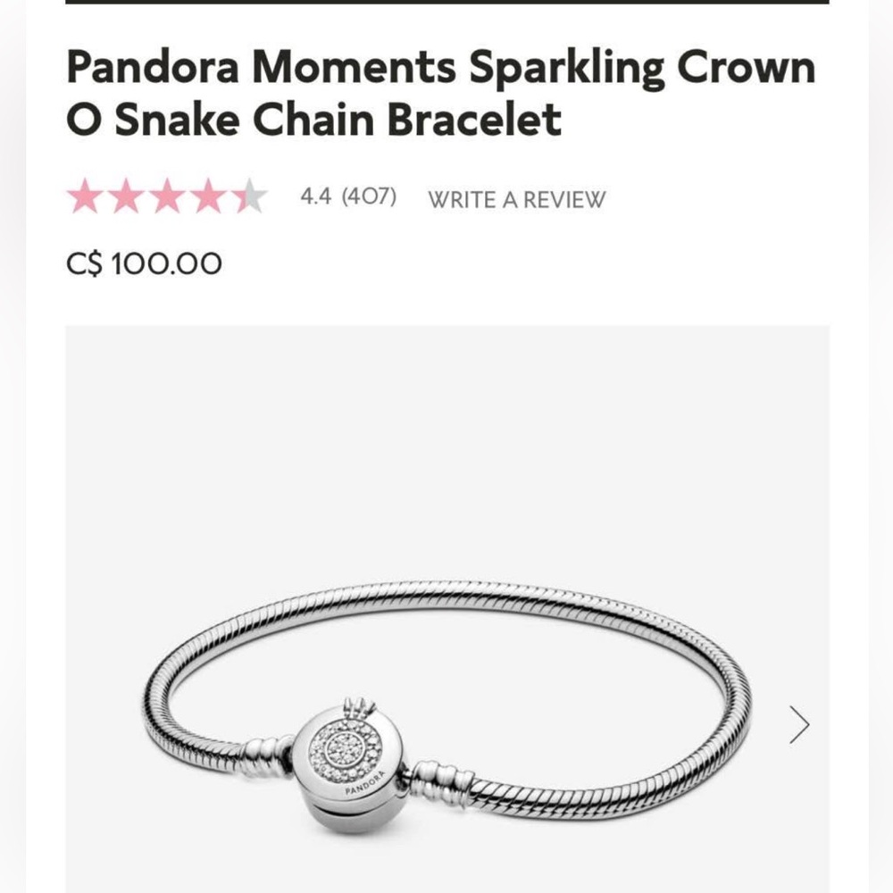 Pandora bracelet size 7.9in or 20cm new with box and bag
